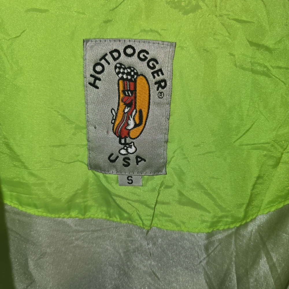 Hotdogger USA Windbreaker Small Neon Green Pink Checkered Retro 90s Jacket - Picture 5 of 11